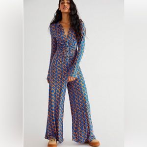 Free People Shayle Jumpsuit Bluebell Combo